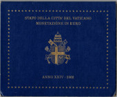 Euro. Vaticano. Giovanni Paolo II. 1978-2005. Serie divisionale 2002. 8 Monete FDC. Confezione della zecca. Cartoncino all'interno leggermente screpol...