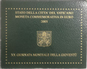 Euro. Vaticano. Benedetto XVI. 2005-2013. 2 Euro 2005 An. I. XX Giornata della Gioventu' In Folder. FDC. (0724)