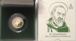 Euro. Vaticano. Francesco. 2013-Regnante. 2 Euro 2018. Padre Pio. Bimetallica. In Cofanetto  Proof. (0724)