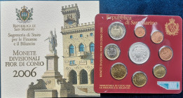 Euro. San Marino. Serie divisionale annuale 2006. Con 5 Euro in Ag. FDC. In confezione originale della Zecca. (5523)