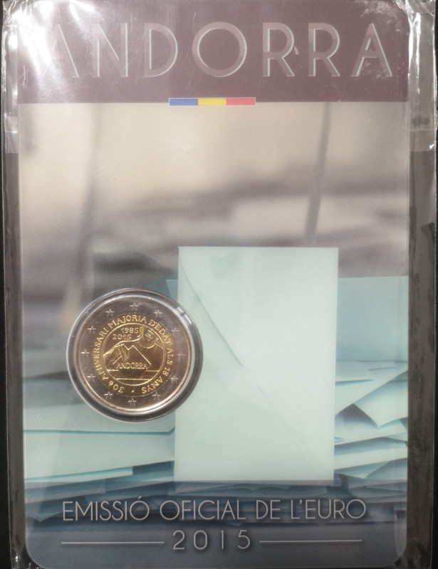 Euro. Andorra. 2 Euro Coincard 2015. 30° anniversario Attribuzione della maggior...