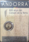 Euro. Andorra. 2 Euro Coincard 2019. 600° Anniversario consiglio della terra. FDC. (0724)