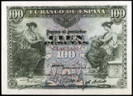 1906. 100 pesetas. (Ed. B97a) (Ed. 313a). 30 de junio. Serie C. Escaso. EBC+.