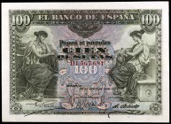 1906. 100 pesetas. (Ed. B97a) (Ed. 313a). 30 de junio. Serie D. Escaso así. EBC+.