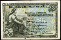 1906. 25 pesetas. (Ed. B98a) (Ed. 314a). 24 de septiembre. Serie A. MBC.