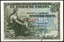 1906. 25 pesetas. (Ed. B98a) (Ed. 314a). 24 de septiembre. Serie C. Escaso. EBC+.