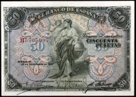 1906. 50 pesetas. (Ed. B99a) (Ed. 315a). 24 de septiembre. Serie B. Leve doblez. Escaso. EBC.