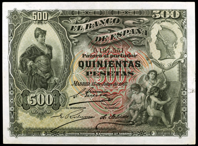 1907. 500 pesetas. (Ed. B105) (Ed. 321). 15 de julio. Leves dobleces, pero extra...