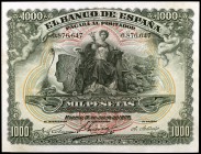 1907. 1000 pesetas. (Ed. B106) (Ed. 322). 15 de julio. Doblez central. Raro. EBC-.
