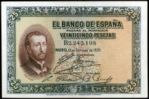 1926. 25 pesetas. (Ed. B109a) (Ed. 325a). 12 de octubre, San Francisco Javier. Serie B. Leve doblez. Escaso. EBC+.