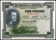 1925. 100 pesetas. (Ed. C1) (Ed. 350). 1 de julio, Felipe II. Serie F. S/C-.