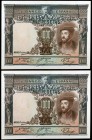 1925. 1000 pesetas. (Ed. C2) (Ed. 351). 1 de julio, Carlos I. Pareja correlativa. EBC+.