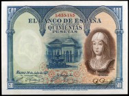 1627. 500 pesetas. (Ed. C3) (Ed. 352). 24 de julio, Isabel la Católica. Leve doblez. S/C-.
