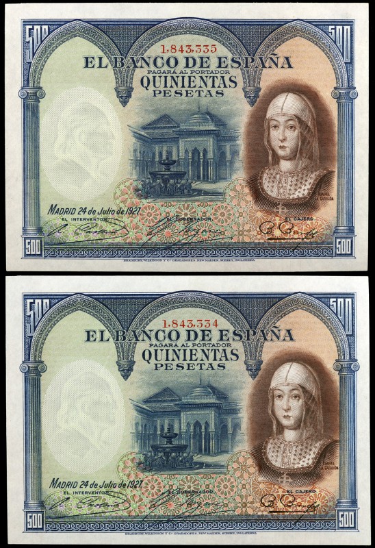 1927. 500 pesetas. (Ed. C3) (Ed. 352). 24 de julio, Isabel la Católica. Pareja c...
