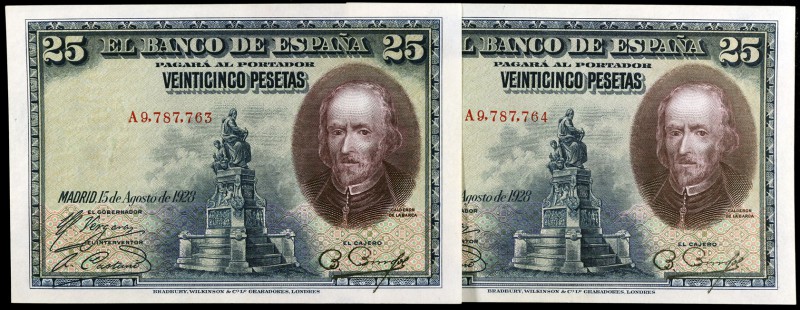 1928. 25 pesetas. (Ed. C4) (Ed. 353). 15 de agosto, Calderón de la Barca. Pareja...