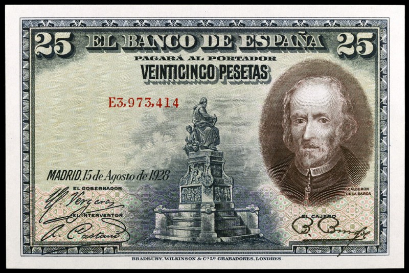 1828. 25 pesetas. (Ed. C4) (Ed. 353). 15 de agosto, Calderón de la Barca. Serie ...