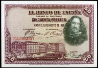 1928. 50 pesetas. (Ed. C5) (Ed. 354). 15 de agosto, Velázquez. Serie E. S/C-.