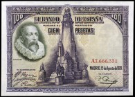 1928. 100 pesetas. (Ed. C6a) (Ed. 355a). 15 de agosto, Cervantes. Serie A. S/C.