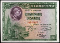 1928. 500 pesetas. (Ed. C7) (Ed. 356). 15 de agosto, Cardenal Cisneros. S/C.