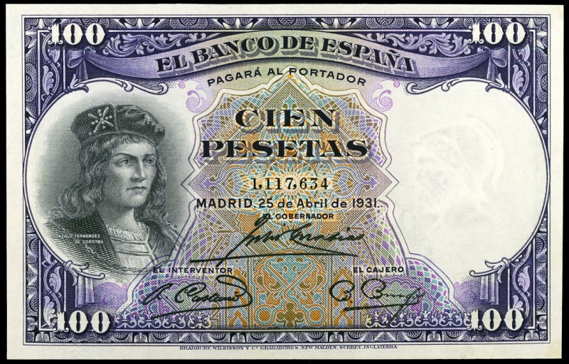 1931. 100 pesetas. (Ed. C11) (Ed. 360). 25 de abril, Fernández de Córdoba. S/C....