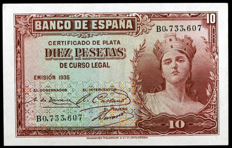 1935. 10 pesetas. (Ed. C15a) (Ed. 364a). Serie B. S/C-.