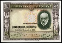 1935. 50 pesetas. (Ed. C17) (Ed. 366). 22 de julio, Ramón y Cajal. Sin serie. S/C-.