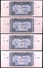 1937. Bilbao. 50 pesetas. (Ed. C40a, b, c y d) (Ed. 389a, b, c y f). 1 de enero. 4 billetes, todos con antefirmas distintas y con matrices laterales. ...
