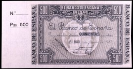 1937. Bilbao. 500 pesetas. (Ed. NE26b). 1 de enero. Antefirma Banco Central. Raro. S/C.