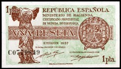 1937. 1 peseta. (Ed. C43a) (Ed. 392a). Serie C. Raro. S/C.