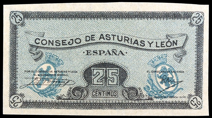 1937. Asturias y León. 25 céntimos. (Ed. C45a) (Ed. 394n) Sin numeración. S/C....