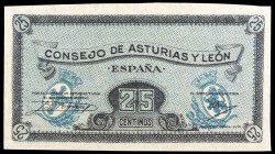 1937. Asturias y León. 25 céntimos. (Ed. C45a) (Ed. 394n) Sin numeración. S/C.