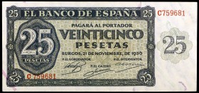 1936. Burgos. 25 pesetas. (Ed. D20a) (Ed. 419a). 21 de noviembre. Serie C. S/C.