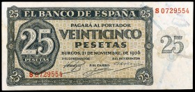 1936. Burgos. 25 pesetas. (Ed. D20a) (Ed. 419a). 21 de noviembre. Serie S. S/C.