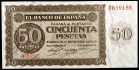 1936. Burgos. 50 pesetas. (Ed. D21a) (Ed. 420a). 21 de noviembre. Serie O. S/C.