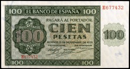 1936. Burgos. 100 pesetas. (Ed. D22a) (Ed. 421a). 21 de noviembre. Serie E. S/C.