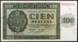 1936. Burgos. 100 pesetas. (Ed. D22a) (Ed. 421a). 21 de noviembre. Serie U. S/C.
