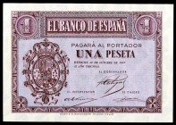 1937. Burgos. 1 peseta. (Ed. D26) (Ed. 425). 12 de octubre. Serie A. Escaso. S/C-.