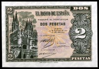1937. Burgos. 2 pesetas. (Ed. D27a) (Ed. 426a). 12 de octubre. Serie B. S/C-.