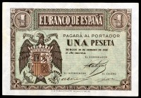 1938. Burgos. 1 peseta. (Ed. D28a) (Ed. 427a). 28 de febrero. Serie B. Leve doblez. EBC.