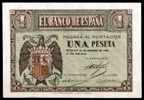 1938. Burgos. 1 peseta. (Ed. D28a) (Ed. 427a). 28 de febrero. Serie E. S/C-.