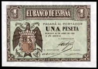 1938. Burgos. 1 peseta. (Ed. D29) (Ed. 428). 30 de abril. Serie A. S/C-.