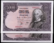 1976. 5000 pesetas. (Ed. E1) (Ed. 475). 6 de febrero, Carlos III. Pareja correlativa, sin serie. S/C.