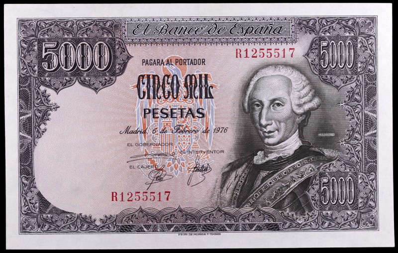 1976. 5000 pesetas. (Ed. E1a) (Ed. 475a). 6 de febrero, Carlos III. Serie R. S/C...