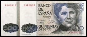 1979. 500 pesetas. (Ed. E2) (Ed. 476). 23 de octubre, Rosalía de Castro. Pareja correlativa, sin serie. S/C.