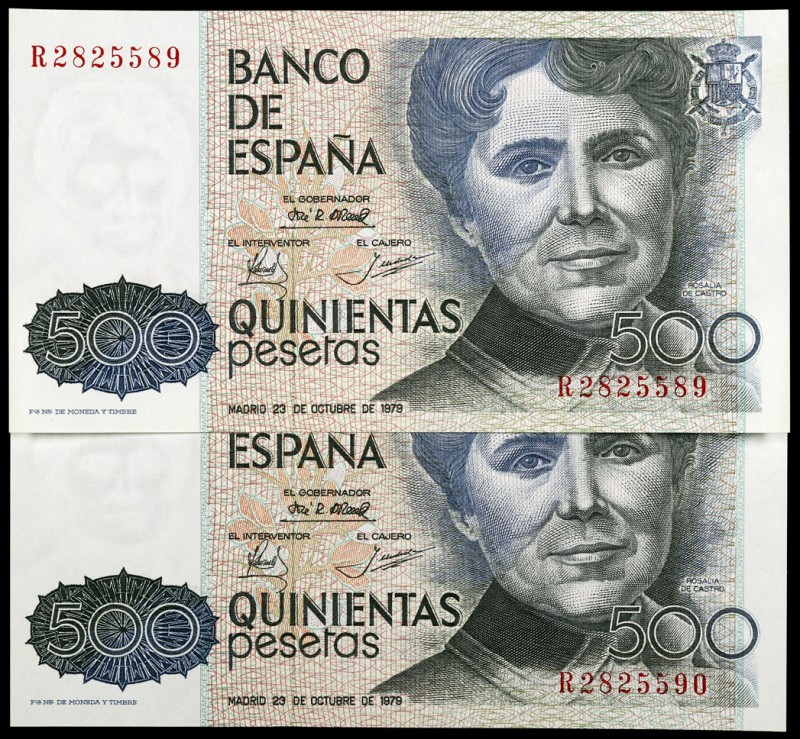 1979. 500 pesetas. (Ed. E2a) (Ed. 476a). 23 de octubre, Rosalía de Castro. Parej...
