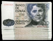 1979. 500 pesetas. (Ed. E2a) (Ed. 476a). 23 de octubre, Rosalía de Castro. 26 billetes, series A a C, E a N y P a Z (series K y S, parejas correlativa...