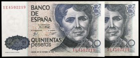 1979. 500 pesetas. (Ed. E2a) (Ed. 476a). 23 de octubre, Rosalía de Castro. Pareja correlativa, serie 1E. S/C.
