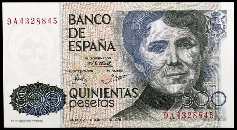 1979. 500 pesetas. (Ed. E2b) (Ed. 476b). 23 de octubre, Rosalía de Castro. Serie...