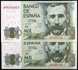 1979. 1000 pesetas. (Ed. E3a) (Ed. 477a). 23 de octubre, Pérez Galdós. Pareja correlativa, serie J. S/C.