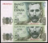 1979. 1000 pesetas. (Ed. E3a) (Ed. 477a). 23 de octubre, Pérez Galdós. Pareja correlativa, serie 1M. S/C.